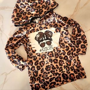 Leopard Printe Hoodie with Kid Life Graphic